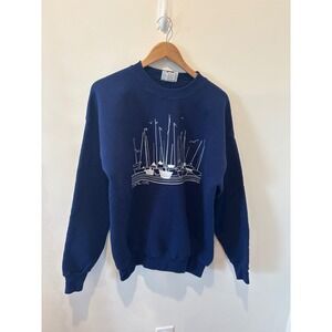 Vintage Lee‎ Heavyweight Cotton Blend Crewneck Sweatshirt 1X Navy Blue Cape Cod